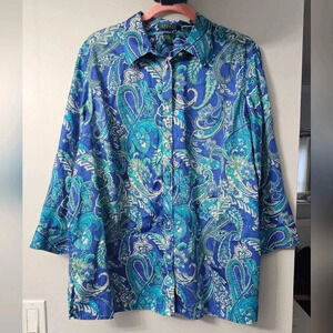 Ralph Lauren LRL Paisley Watercolor Blouse - 2X